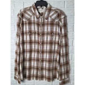 LUCKY BRAND lightweight flannel Men's size XL Snaps up Western look NWT